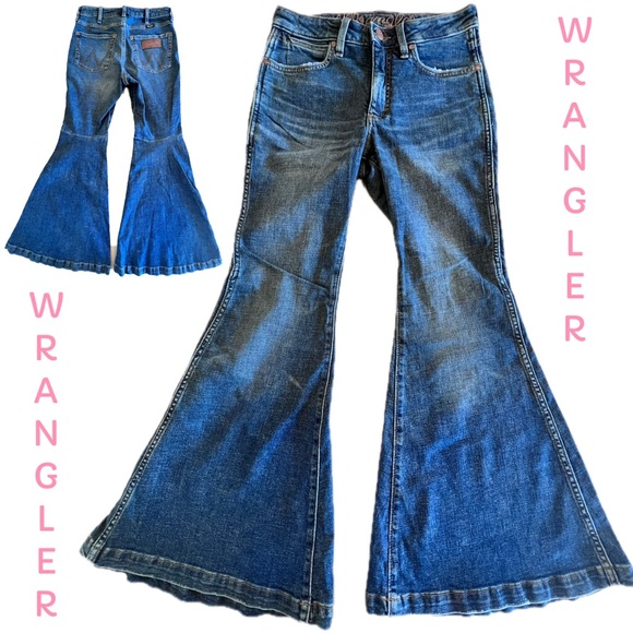 Wrangler Denim - Wrangler Retro High Rise Trumpet Flare Jeans 26x30 Coastal Cowgirl Boho Western